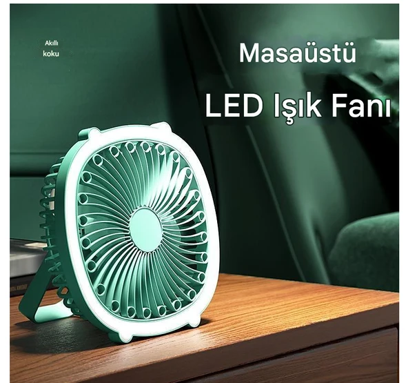 QASUL USB Şarj Edilebilir Taşınabilir Işıklı Fan, Üç Rüzgar Kalkanı ile Asılabilir ve Bükülebilir Tasarım - 6