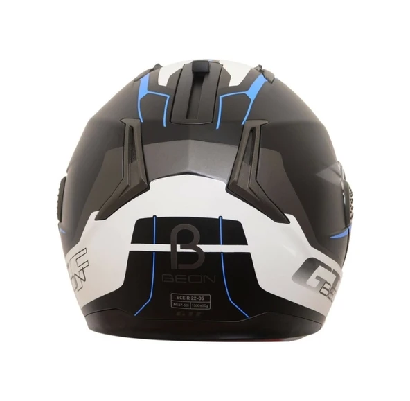 Beon B700 Çene Açılır Kask Beyaz - Mavi - Mat Siyah M - 2