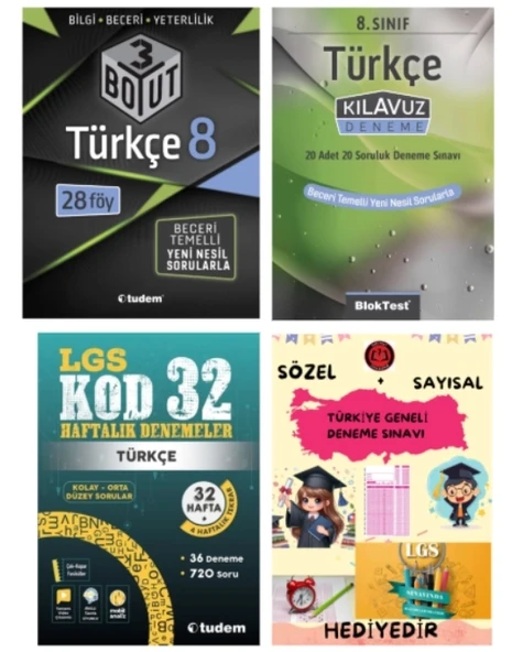 TUDEM YAYINLARI LGS TÜRKÇE 3 BOYUT BECERİ TEMELLİ SORU BANKASI - TÜRKÇE KLAVUZ DENEME - TÜRKÇE KOD 32 HAFTALIK DENEME - ürün görseli