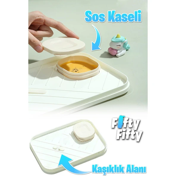 Vagonlife Lunch Box 820 ml Tek Kat Üç Bölmeli Sos Kaseli Yeni Nesil Sefer TASI-FFLBOX10283 - 4