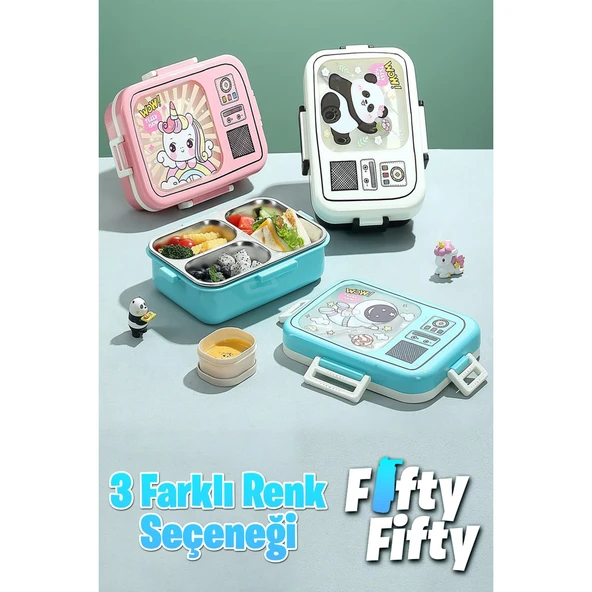 Vagonlife Lunch Box 820 ml Tek Kat Üç Bölmeli Sos Kaseli Yeni Nesil Sefer TASI-FFLBOX10283 - 5