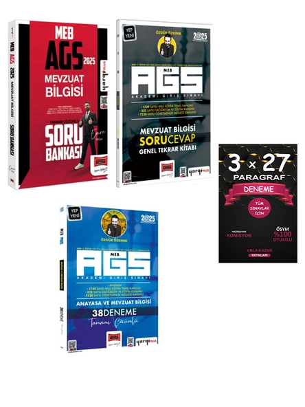Yargı + Anla Kazan 2025 MEB AGS Mevzuat Soru + Soru Cevap + 38 Deneme + Paragraf Deneme 4 lü Set