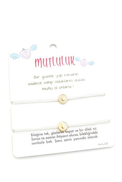 Kalpli Arkadaş İp Bileklik - Beyaz ürün görseli 1