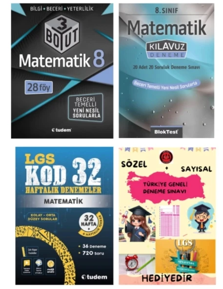 TUDEM YAYINLARI LGS MATEMATİK BECERİ TEMELLİ SORU BANKASI - MATEMATİK KLAVUZ DENEME - MATEMATİK KOD 32 HAFTALIK DENEME -