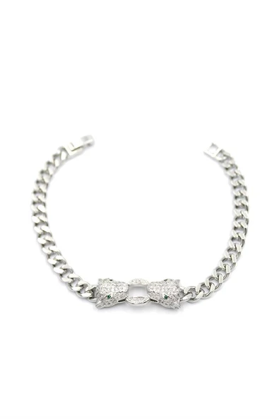 Zirkon Taşlı Leopar Bileklik - Gümüş - Resim 2