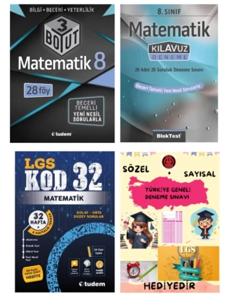 TUDEM YAYINLARI LGS MATEMATİK 3 BOYUT BECERİ TEMELLİ SORU BANKASI - MATEMATİK KLAVUZ DENEME - MATEMATİK KOD 32 DENEME -