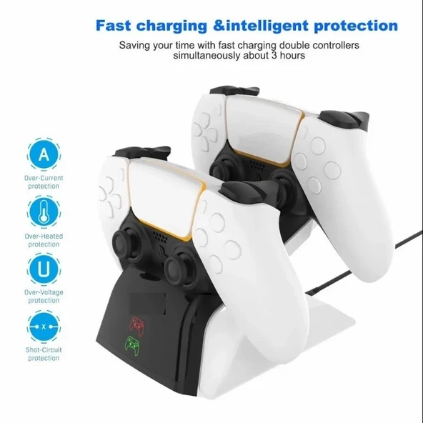 P5102 Ps5/Ps5 Slim/Ps5 PRO UYUMLU ADAPTÖRLÜ Joystick Şarj Stand Dock - 4