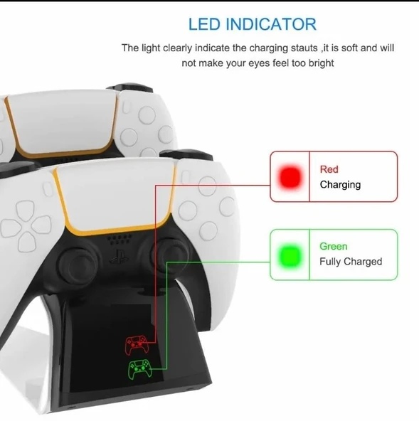 P5102 Ps5/Ps5 Slim/Ps5 PRO UYUMLU ADAPTÖRLÜ Joystick Şarj Stand Dock - 5