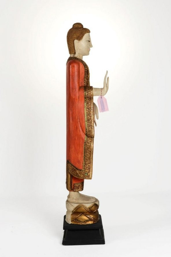 Aydınlı Ahşap El Yapımı Huzuru Her Yerde Bulabileceğinizi Simgeleyen Duruşu Buda Heykeli Biblo 140 Cm - 2
