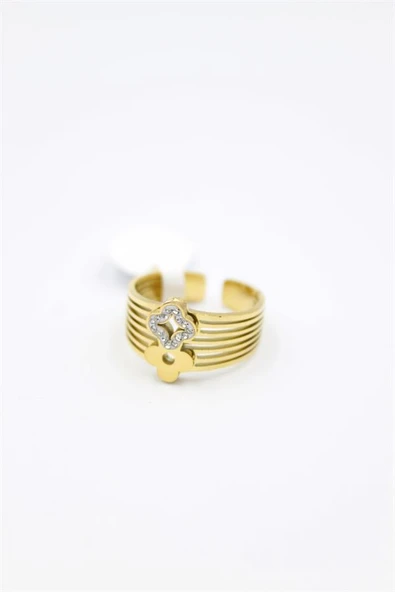 6'lı Taşlı Yonca Yüzük - Altın ürün görseli 1