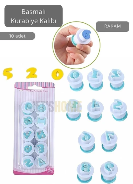 Basmalı Rakam Kalıbı Pasta Kalıbı Basmalı Kurabiye Kalıbı 10 Rakamlı Hamur Kalıp - 2