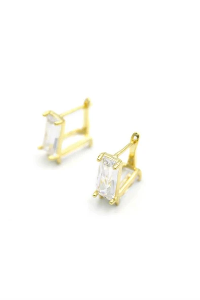 Baget Taşlı Küpe - Altın - 2