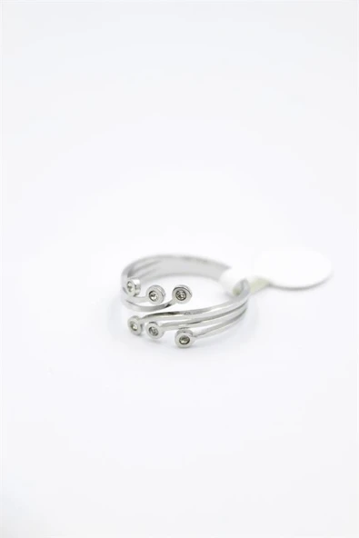 6'lı Taşlı Salyangoz Yüzük - Gümüş - Resim 2