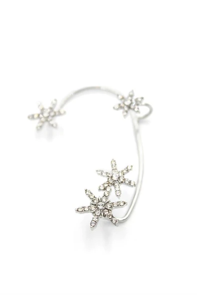 Çiçek Kıkırdak Küpe - Gümüş - Resim 2