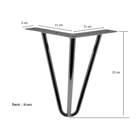 Çubuk Ayak Metal 15 cm Krom Mobilya Koltuk Ayağı - 2