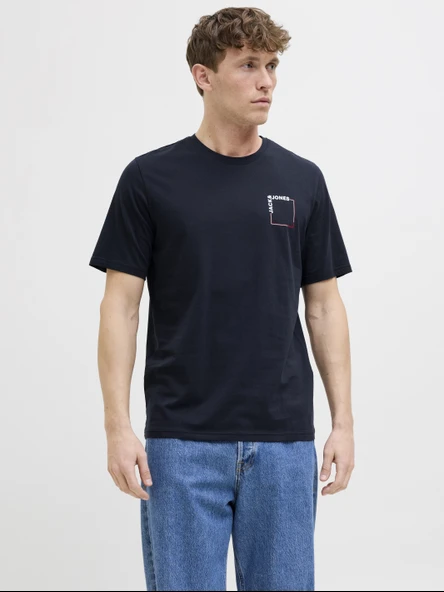 JACK JONES Erkek Yazı Baskılı Bisiklet Yaka Tişört 12269314 - Resim 2