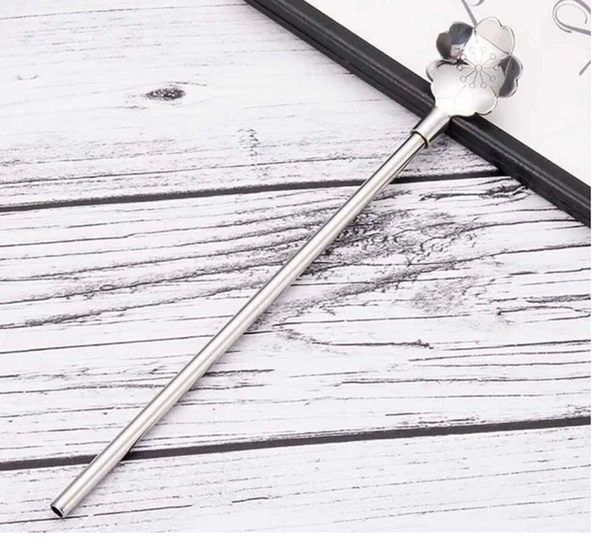 Paslanmaz Metal 2 li Kaşıklı Pipet Fırça Seti - 5