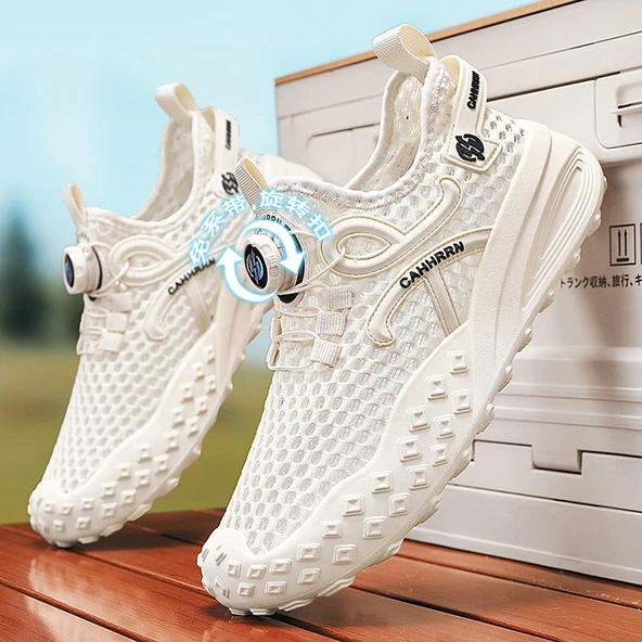 Unisex Hızlı Kuruyan Fileli Spor Ayakkabı (Bej) - Resim 4