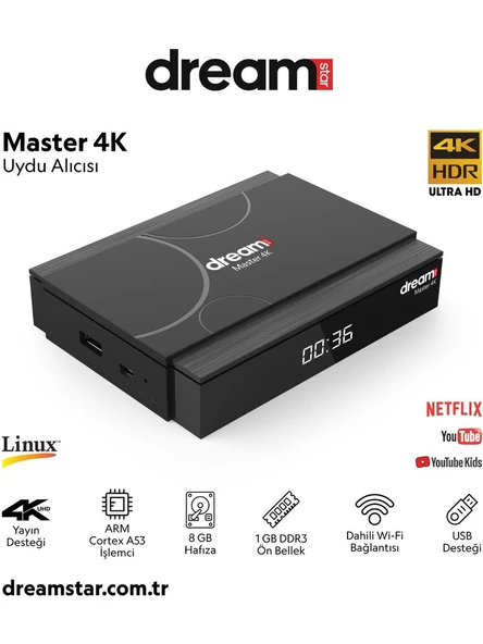 Dreamstar 4K Linux 8gb Hafıza Uydu Alıcısı Master 4K - 4