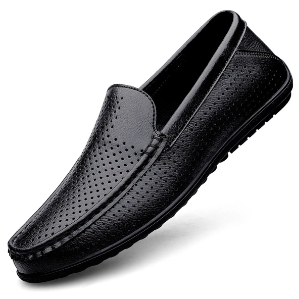 Erkek Deri Loafer Ayakkabı (Siyah Oyuklu)