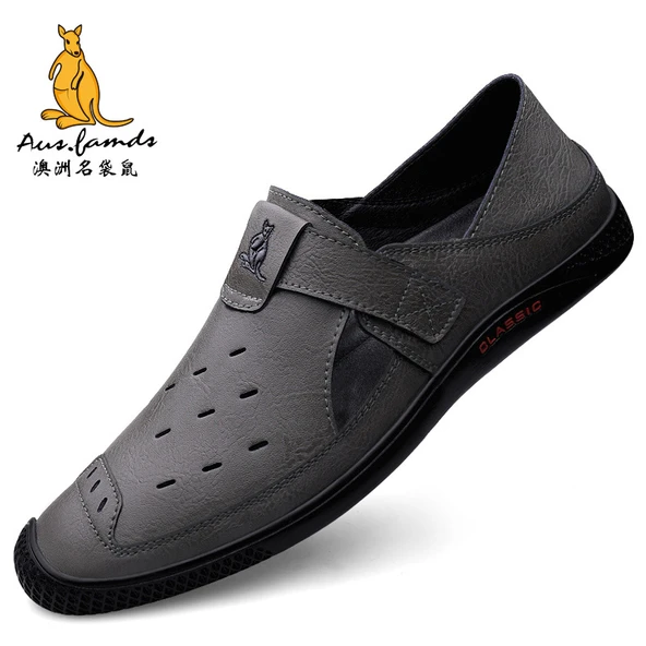 Erkek Deri Sandalet (Gri)