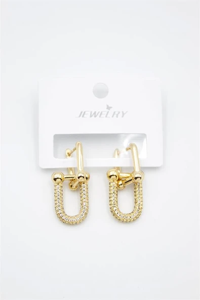 TF Zincir Küpe - Altın - Resim 2