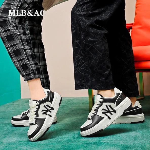 Unisex Kalın Tabanlı Spor Ayakkabı (Siyah - Beyaz) - Resim 6