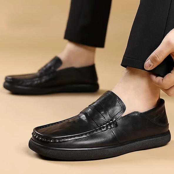 Erkek Deri Loafer Ayakkabı (Siyah)