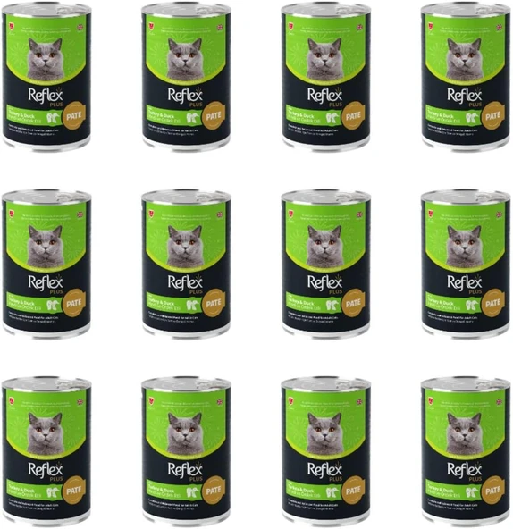 Reflex Plus PATE İçinde Et Parçacıklı Hindi ve Ördek Etli Yetişkin Kedi Konservesi 395 Gr (12 Adet)