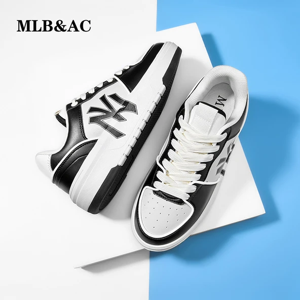 Unisex Kalın Tabanlı Spor Ayakkabı (Siyah - Beyaz) - Resim 5