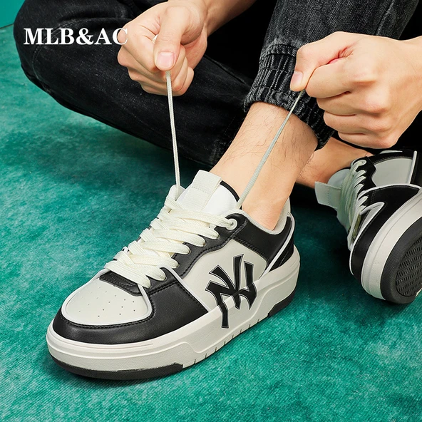 Unisex Kalın Tabanlı Spor Ayakkabı (Siyah - Beyaz) - Resim 4