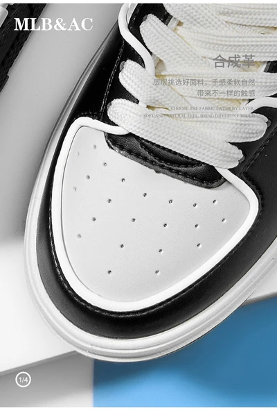 Unisex Kalın Tabanlı Spor Ayakkabı (Siyah - Beyaz) - Resim 11