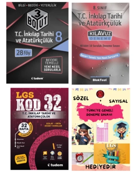 TUDEM YAYINLARI LGS 3 BOYUT T.C İNKILAP TARİHİ BECERİ TEMELLİ SORU BANKASI - T.C İNKILAP TARİHİ KLAVUZ DENEME - T.C İNKI