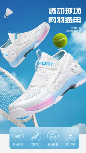 Unisex Badminton Ayakkabısı (Beyaz - Mavi) - Resim 9