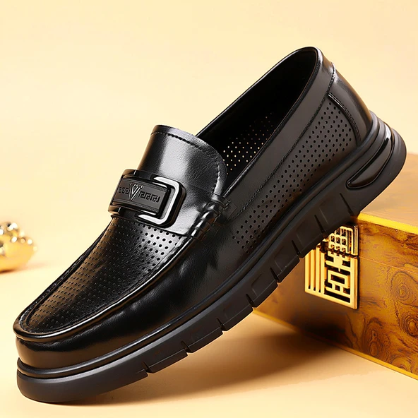 Erkek Loafer Ayakkabı - Delikli - Sürüş ve Günlük Kullanım (Siyah)