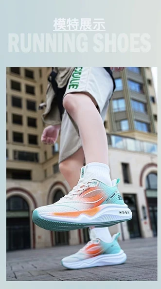 Erkek File Örgü Koşu Ayakkabısı (Siyah - Yeşil) - Resim 9