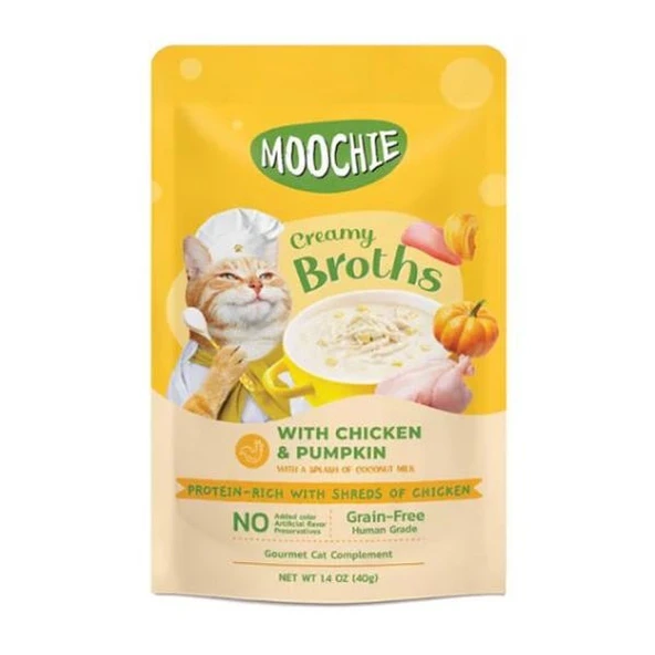 Moochie Parça Tavuk Etli ve Bal Kabaklı Tahılsız Kedi Çorbası 40gr