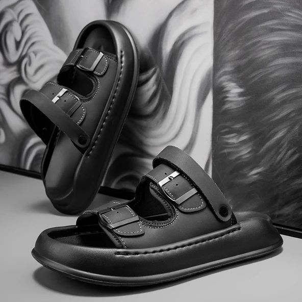 Erkek Platform Sandalet (Siyah) - Resim 7