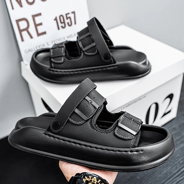 Erkek Platform Sandalet (Siyah) - Resim 4