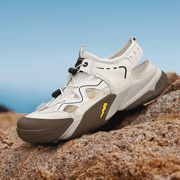 Erkek Yazlık Plaj Sandalet Ayakkabı (Siyah) - Resim 6