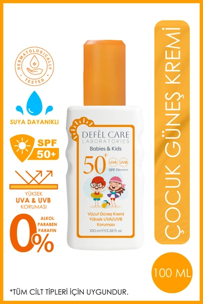 SPF 50 Çocuk Güneş Kremi Suya Dayanıklı Yağsız Görünüm Yüksek UVA/UVB Koruyucu (100 ml)