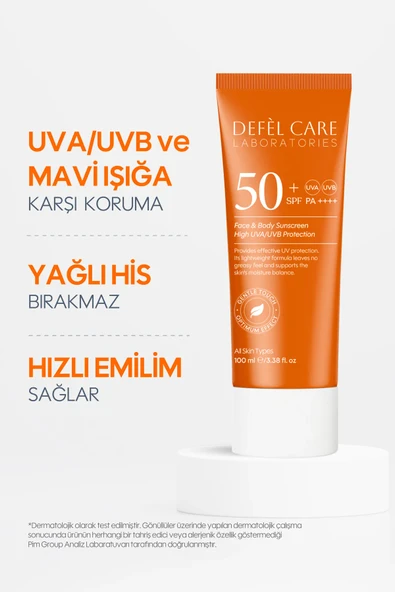 SPF 50 Vücut Güneş Kremi Yağ ve Beyaz Kalıntı Bırakmayan UVA/UVB Koruyucu Nemlendirici Krem (100 ml) - 2