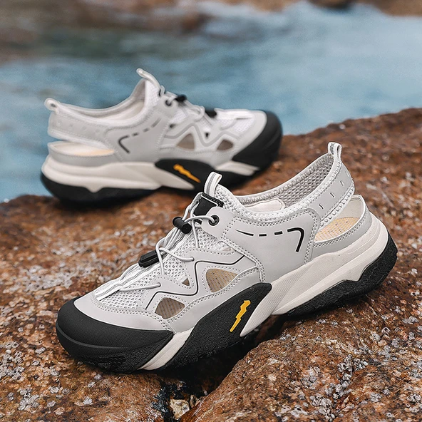 Erkek Yazlık Plaj Sandalet Ayakkabı (Siyah) - Resim 7