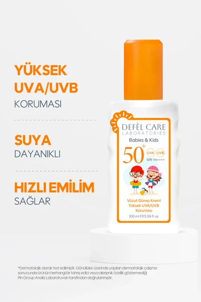 SPF 50 Çocuk Güneş Kremi Suya Dayanıklı Yağsız Görünüm Yüksek UVA/UVB Koruyucu (100 ml) - 2