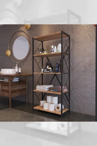 Morpanya Moni Metal Banyo Rafı Ünite 5 Raflı Banyo Düzenleyici Raf  Havlu Rafı Havluluk 150 cm - 3