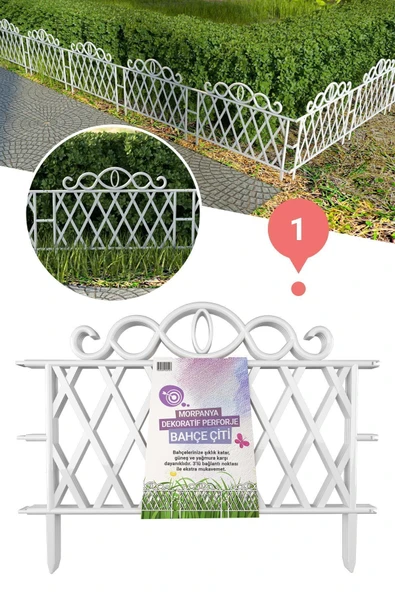Morpanya Dekoratif Ferforje Bahçe Çiti Plastik Çit  Peyzaj Koruma Panel Çit 1 Adet 50cm Beyaz