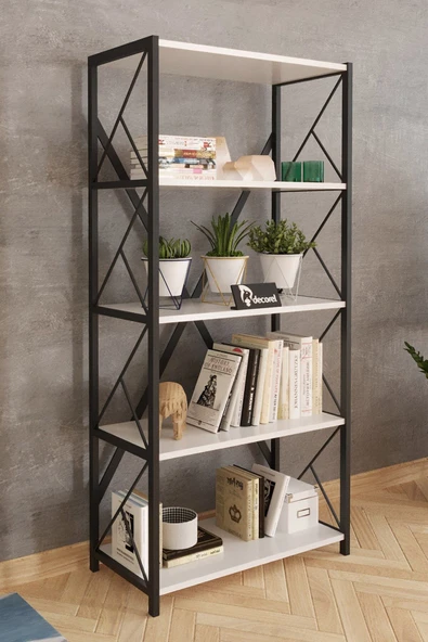 Morpanya Serra Metal Kitaplık 5 Raflı Çok Amaçlı Dosya Kitap Rafı Ofis Salon Mutfak Raf 150 Cm - 3