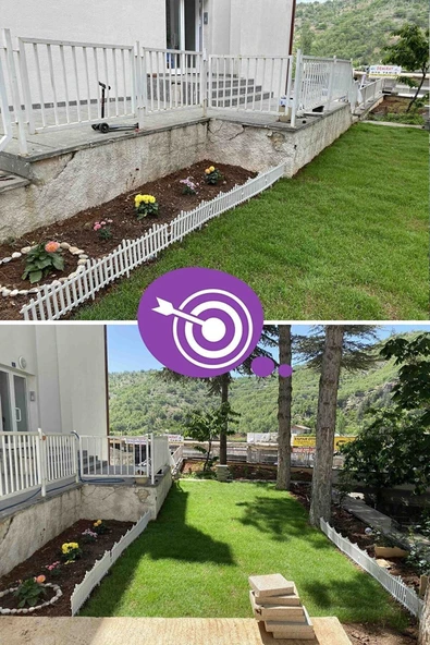 Morpanya Dekoratif Bahçe Çiti Bordür Kırılmaz Plastik Çit 59 Cm Tek Peyzaj Koruma Panel Beyaz - 7