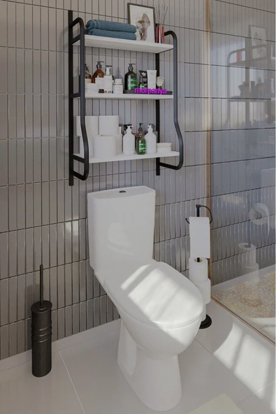 Morpanya Elonyss Klozet Üstü Düzenleyici Raf Banyo Düzenleyici Raf Klozet Üstü Raf Banyo Raf Dolap - 2
