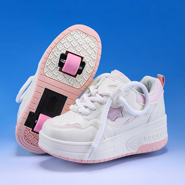 Unisex Çocuk Tekerlekli Spor Ayakkabı (Pembe)